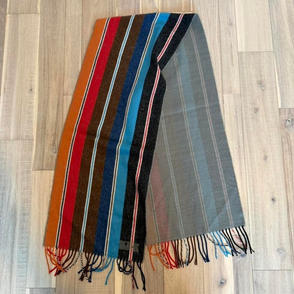 VINATGE Striped wool scarf with fringes #winterwear #knitwear - Picture 4 of 4